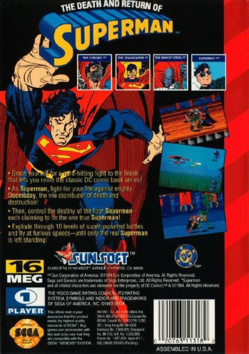 Death And Return Of Superman, The game thumb