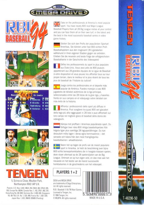 RBI Baseball 94 (UEJ) game thumb