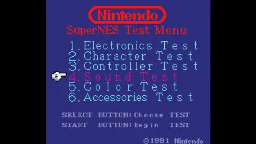 SNES Test Program game